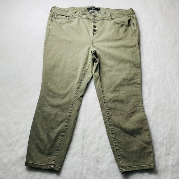 Torrid Denim - Torrid Denim Womens Olive Green Button Fly Skinny Leg Modern Crop Jeans Size 20